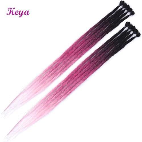Handmade Dreadlocks Extension Pink Blue Ombre Crochet Braids 24 Inch Dreadlock Hippie Synthetic Dreads Extension For Women
