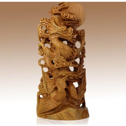 Ya Xuanzhai mahogany crafts wood carving decoration Feng Shui Green Sandalwood Phoenix Business birthday gift