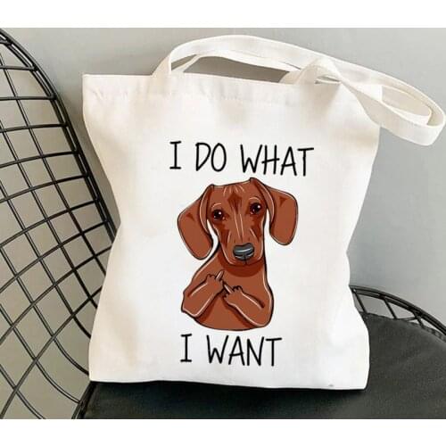 Shopper Funny Dachshund I Do What I Want Printed Tote Bag women Harajuku shopper handbag Shoulder shopping bag Lady Canvas Bag