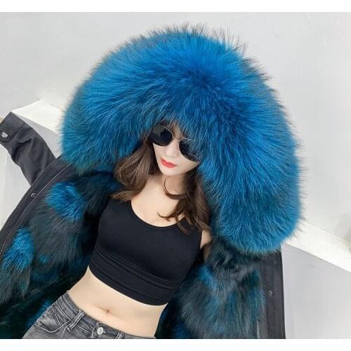 Collar Winter Women Real Parka Fox Fur Coat Long Jacket Abrigos Mujer Invierno 2020 YY837