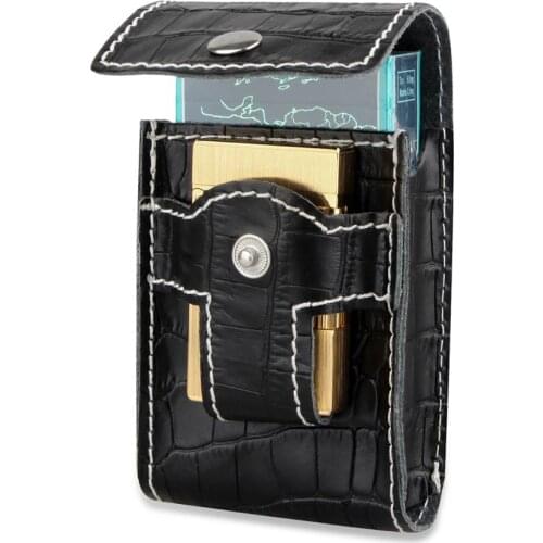 Woman/Men Crocodile Pattern Leather Wallet Cigarette Case With Lighter Holder Waist Belt Loop Cigarette Box Pouch