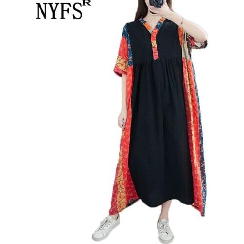 NYFS 2021 New Summer dress Vintage Big Hem Woman Dress Striped long Dress Vestidos Robe