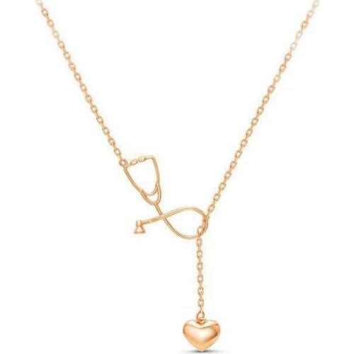 Ornaments Personality Originality Doctor Stethoscope gold Necklace Love Pendeloque Cut Best Sellers choker chain jewellery