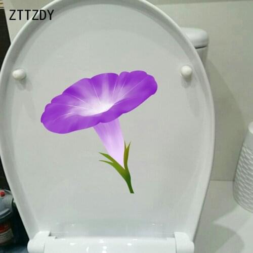 ZTTZDY 22.3*23CM Purple Trumpet Flower Toilet Seat Stickers Fashion Living Room Wall Decal T2-0206