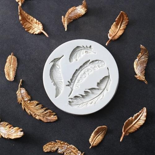 1PC Feather Sugar Buttons Silicone MoldChocolate Gumpaste Mold Fondant Mold Cake Decorating Tools