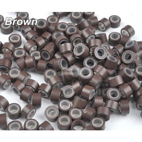 1000pcs Brown color 50*30*30mm Micro Silicone Ring Bead For Hair Extension alicate alargador styling tools free shipping