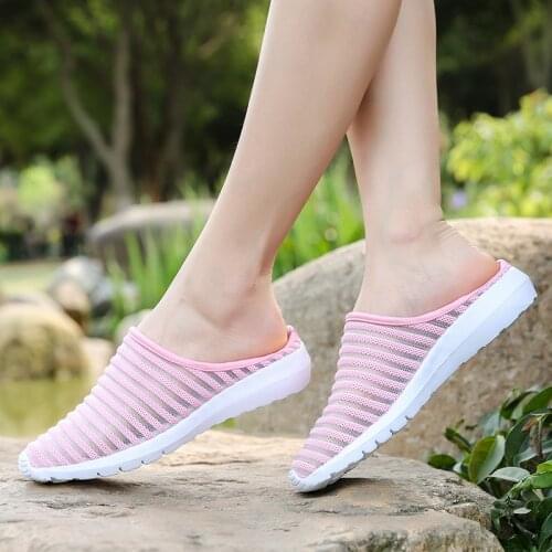 2020 Women Sandals Summer Shoes Flats Half Slippers Canvas Shoes Fashion Sneakers Shoes Loafers Woman Flats Sandals Mule Shoes