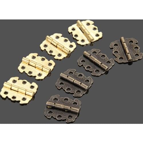 4pcs Iron Antique bronze Door Hinges Cabinet Drawer Jewelry Box Hinge For Furniture Hardware 29*27mm