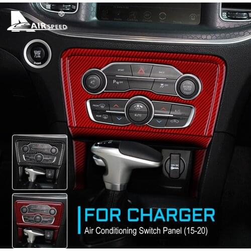 AIRSPEED Carbon Fiber for Dodge Charger 2015 2016 2017 2018 2019 2020 Accessories Interior Trim Air Conditioning Switch Sticker