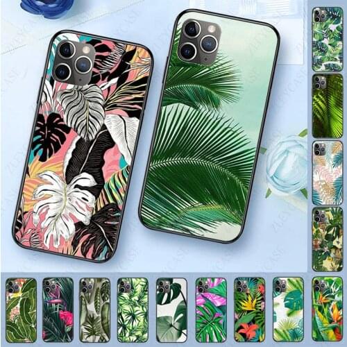 Colorful Cute Phone Accessories Case For iphone 11 11pro max 5s SE 6s 7 8plus x xs xr xsmax case Cover Tropical leaves