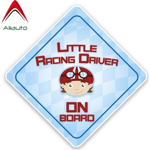 Aliauto Cartoon Car Sticker Little Racing Driver on Board Vinyl Decals Cover Scratches for Audi A3 Kia Rio Opel Astra ,14cm*14cm