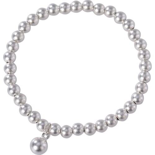 999 pure silver/Sterling Silver ancient silver light beads bracelet simple personalized all-match womens round beads bracelet