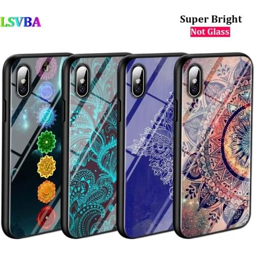 Black Cover Mandala Chakra Yoga for iPhone 11 11Pro X XR XS Max for iPhone 8 7 6 6S Plus 5S 5 SE Glossy Phone Case