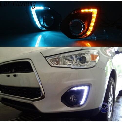 1 Set DRL For Mitsubishi ASX 2013 2014 2015 Daylight Car LED DRL Daytime Running Lights White Fog head Lamp cover