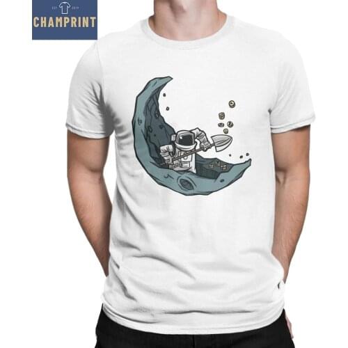 Funny Astronaut Crypto Bitcoin T-Shirts Men Crewneck Cotton T Shirts Cryptocurrency Short Sleeve Tees Summer Clothes