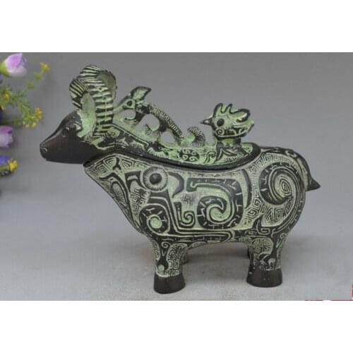 Collectibles Fine bronze statue of Chinese fortune sheep Rare
