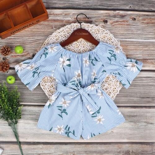 Summer Fashion Girls One-piece Floral Outfit Girl Clothes Kids Baby Girls Floral Jumpsuit Romper Clothes Outfits Set Playsuit