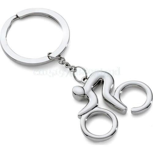 Metal Bicycle Bike Cycling Riding Keychain Keyring Keyfob Key Chain Ring Silver