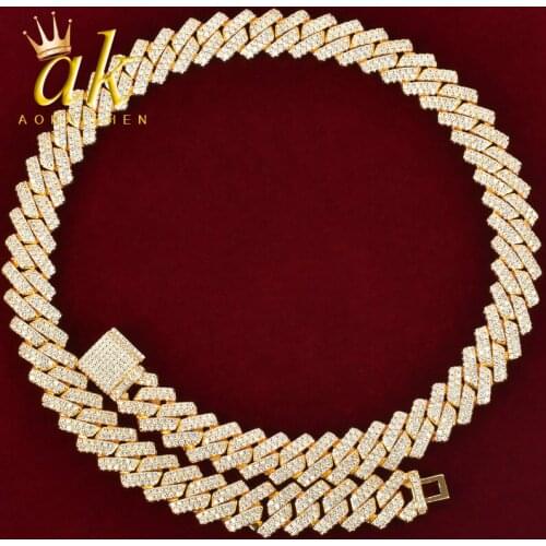 14mm Miami Cuban Choker Square Link Necklace Gold Color Iced Out Cubic Zirconia Rock Hip hop Style Mens Jewelry