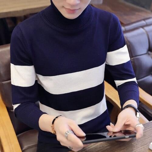 Mens Thick Turtleneck Pullover Sweater New High Collar Sweater for Men Chompas Para Hombre Fashion Slim Fit Pullover Sweater