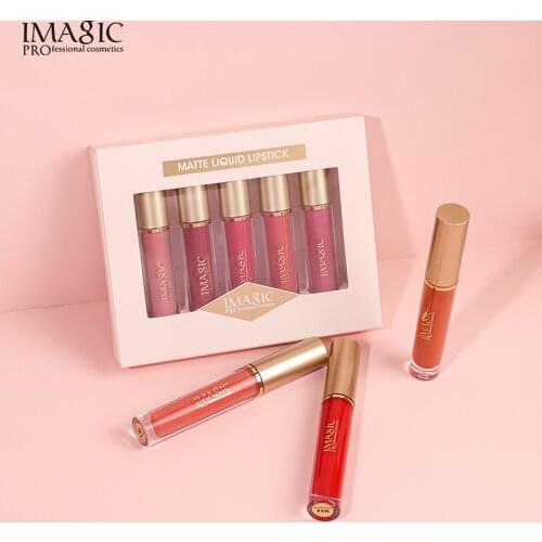 5pcs/set Lip Gloss Set Waterproof And Non-fading Non-stick Cup Velvet Matte Lip Glaze Long-lasting Natural Makeup Gift Box TSLM1