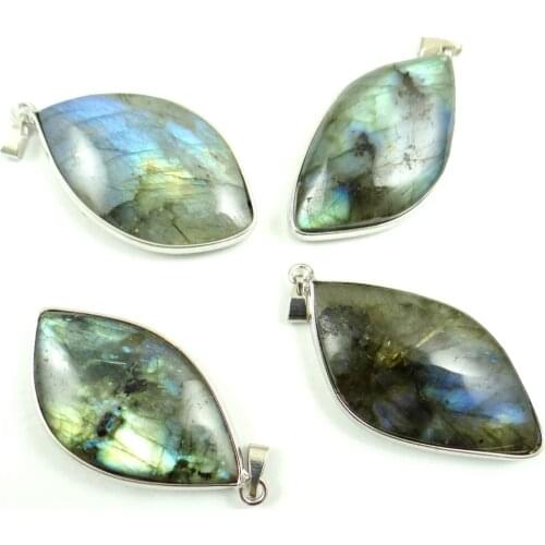 Natural Stone Crystal Moonstone Raw Gem Ornament Polished Labradorite bead Copper Edging pendant jewelry making charm necklace