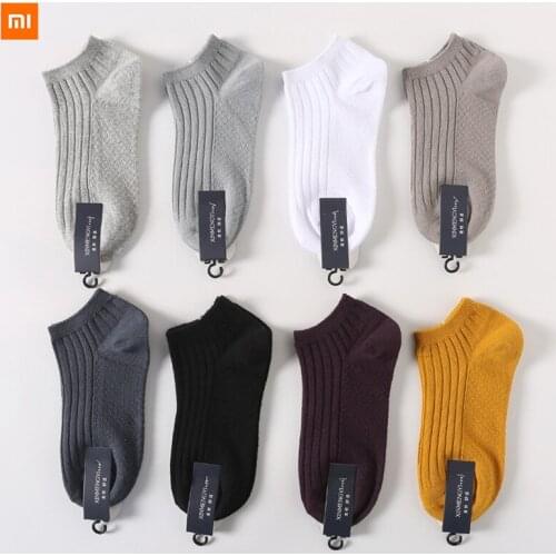 5 pairs Xiaomi Youpin socks mens socks spring and summer mens low-cut double needle boat socks cotton socks sweat-absorbent