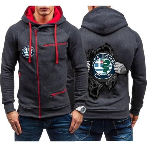 2021 Spring and Autumn Mens New Alfa Romeo Logo Print Casual Male Sports Zipper Sweatshirt Women Fashion Leisure Clothing Tops
