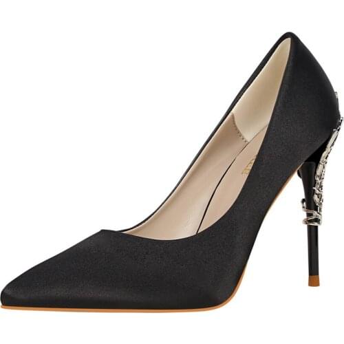 Sexy Women Pointy Toe Stiletto High Heels Pumps Carved Metal Heels Wedding Shoes