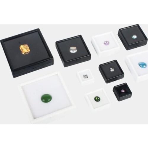 Wholesale Diamond Display Box Plastic Diamond Case Stone Box Gem Box Gemstone Holder Organizer Jewellery Stand Black and White