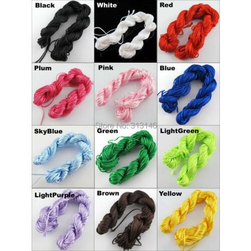 1mm 12 Bundles Mixed Macrame Rattail Jewelry Beading Bracelet Making Accessories Beading Nylon Cord Chinese Knot Ropes String