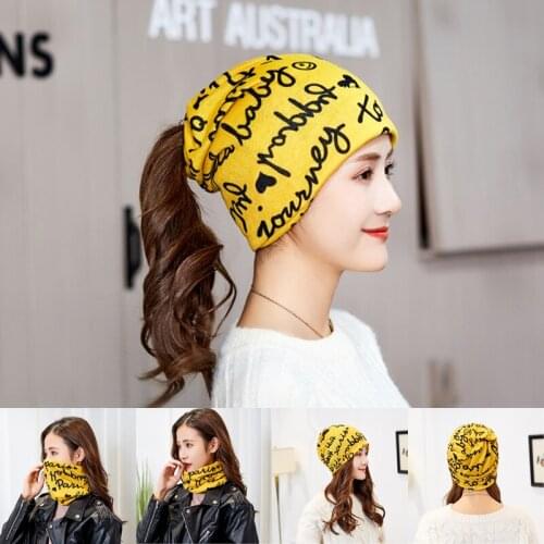 Women Fashion Beanie Skullies Letter Casual Cotton Hat Double Used Warm Head Cap For Girls Spring Autumn Bone Confinement cap