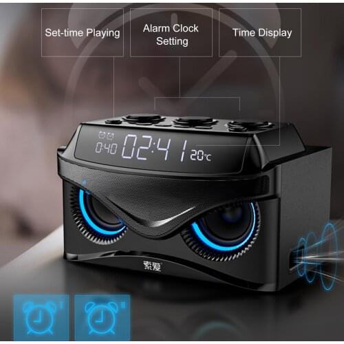 Soaiy S68 Wireless Speaker Mic Portable Bass LED Alarm Clock FM Radio Support TF Car Picnic Dance Bluetooth Outdoor Subwoofer