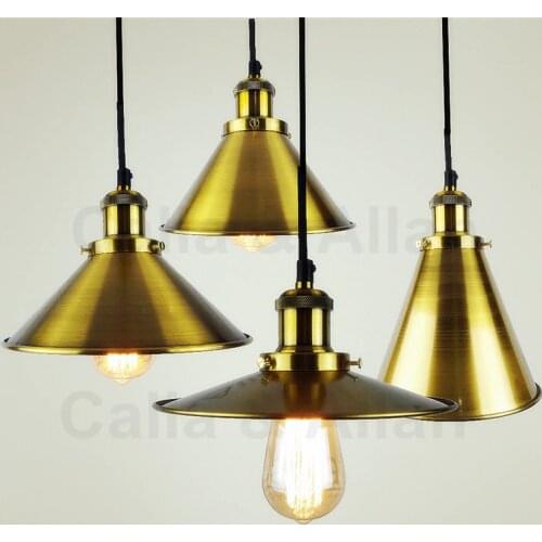 Antique brass finish Loft Industrial Iron pendant lights Vintage Ceiling mounted hanging Lamp Fixture lustres bronze house lamp