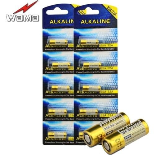 10pcs/Lot Wama 32A Dry Batteries LR32 29A L822 9V Battery for Motorcycle Key Remote Control Safety Alarm Laser Pen Toy Torch