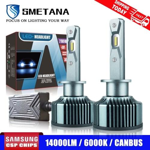 SMETANA 2Pcs H1 LED Headlight Bulbs with Samsung Chips Canbus Mini Size H7 H4 H11 H8 H9 9005 9006 14000LM 6000K Fog Lights