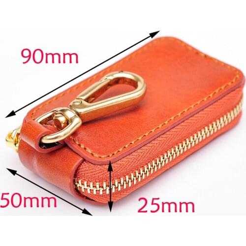 Veg Genuine leather hand made remote car key case wallet fashion cowhide leather car key holder With Copper Clasp Zipper