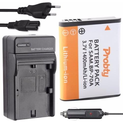 Probty 1x BP-70A BP70A battery + charger for Samsung ST90 ST150F ST700 ST6500 SL50 SL600 SL630 WB30F WB35F WB50F ES70 ES80 ES91