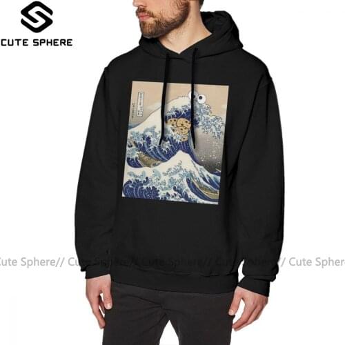 Cookie Monster Hoodie Funny Japanese Cookie Great Wave Off Kanagawa Hoodies Big Autumn Pullover Hoodie Cotton Mens Nice Hoodies