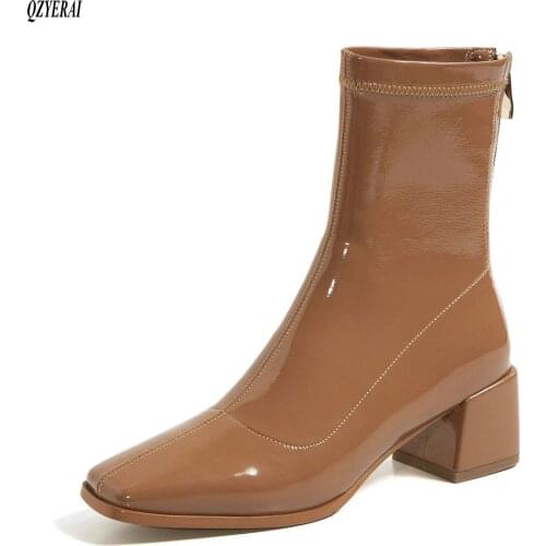 Autumn winter boots Genuine leather Women boots Chelsea boots fashion Stretch ankle boots Womens shoes