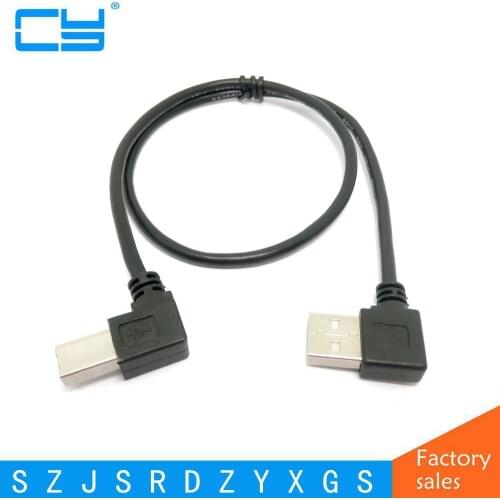 0.5M Right Angled USB 2.0 A Male to Left Angled B Male 90 degree Printer Scanner computer Cable Free Shipping