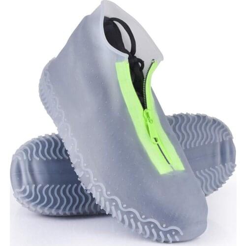 Quality 1 Pair Of Waterproof Shoe Covers Reusable Folding Not-Slip Silicone Rain Shoe Covers With Zipper For Outdoor Activities