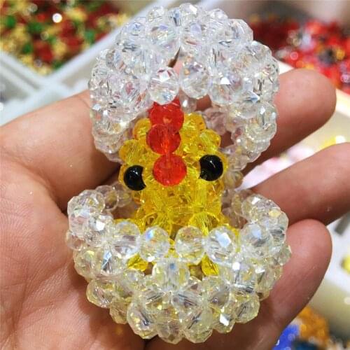 1PCS Hand-woven animal chick baby Austrian crystal key chain hanging bag accessories glitter as Christmas gifts