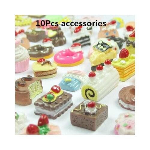 10 PCS 1:6 1:12 Scale Miniature Dollhouse rement Donut Ice-cream candy cake Mini Food Play blyth Doll House for barbie Kitchen