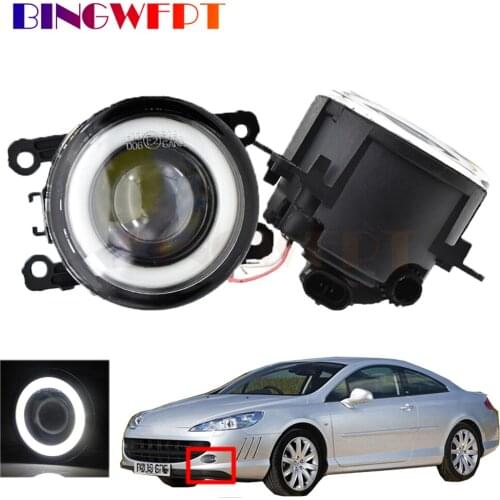 2 X Angel Eye Fog Light Assembly For Peugeot 407 Coupe 6C 2005-2011 Car Front Bumper LED Lens DRL Fog Driving Lamp H11