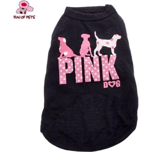2017 Newly Lovely Pink Spot Dog Pattern Pure Cotton Vest Pet Clothes for Pets Dogs Black Summer Dog Shirt Puppy Dogs Clothes