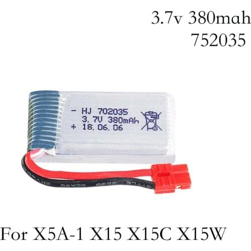 3.7V 380mah LiPo battery for SYMA X5A-1 X15 X15C X15W remote control Quadcopter Helicopte 752035 3.7 V 380 mah 25c battery 1pcs