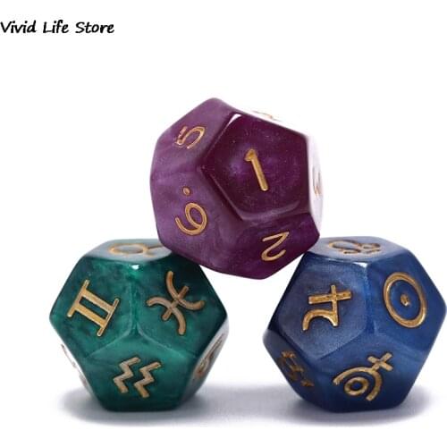 3Pcs 20mm Creative Astrological Dice Set Multi-Faceted Resin Dice For Constellation Games Entertainment