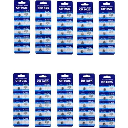 50PCS /10 Cards 3V 30mAh CR1025 DL1025 LM1025 BR1025 KL1025 CR 1025 Lithium Button Coin Cell Battery For Watch Toys Remote