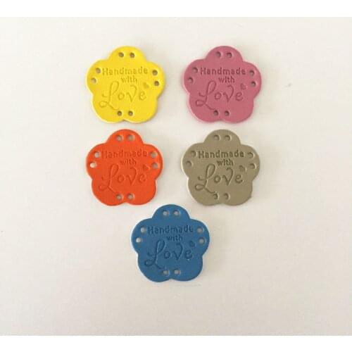 50 pcs hand made PU leather Labels 28 mm* 27.8mm /leather label /handmade with love label /pu label
